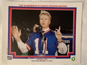 NY GIANTS PHIL SIMMS #11 PHOTO CARD 1995 #8 MOMENT HISTORY 2009 SGA NFL FOOTBALL - Picture 1 of 3