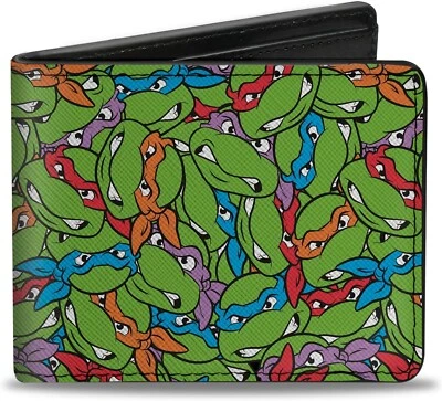 Cartera plegable apilada con caras de tortugas ninja mutantes adolescentes Foto 1 de 3