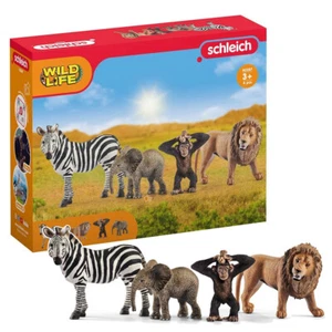 Schleich Vida Salvaje Set Básico - Safari - Bebé Elefante Chimp León Cebra - Imagen 1 de 3