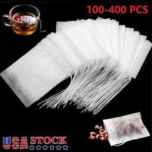 400x Cotton Drawstring Sealed Filter Bag Disposable Loose Leaf Tea Bag Mesh Bag - Picture 1 of 16
