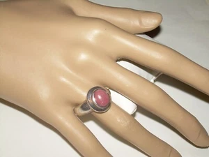 Vintage Sterling Silver Rhodochrosite Ring - Size 9, Bezel Set - Picture 1 of 12