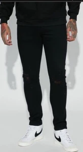Fashion Nova Men’s Jasper Slim Ripped Knee Jeans Grunge/Rocker 36x32 NWT - Picture 1 of 14