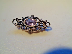 Silver and Amethyst brooch Vintage marked silver 35mm x 18mm Used - Picture 1 of 24