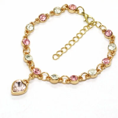 Moda Chapado en Oro Rosa y Blanco Cristal Corazón Mujeres Joyería Pulseras Regalo Foto 1 de 3