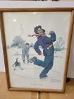 Vintage Rare Norman Rockwell - Gone Ice Skating - Framed Color Print 12" x 16"