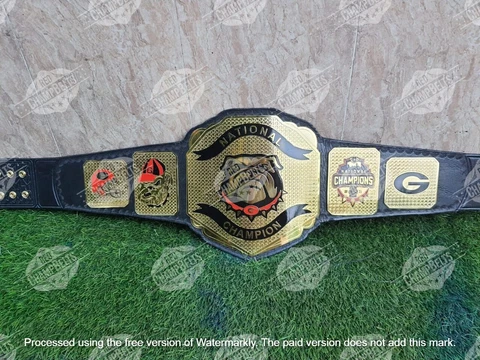 Georgia Bulldogs Back To Back National Championship Belt Adult Size 2mm Brass Cover