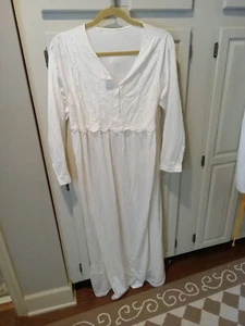 VINTAGE SHADOWLINE LINGERIE Full Length Nightgown Gown Embroidery Ivory M Sweep - Picture 1 of 6