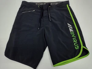Virus Shorts Mens 30 Airflex Black/Green Activewear Action Sport #2692 - Picture 1 of 7