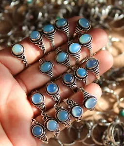 Anillos de opalito anillos pequeños hechos a mano anillos superpuestos de plata para ella T@-19 - Imagen 1 de 12