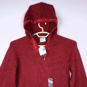 Alpaca Connection Handmade Hoodie Sweater Red Boho Aztec Llamas Hippy Fringe M - Picture 1 of 11