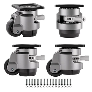 Leveling Casters Wheel with Ratchet Handle(White) Height Adjustable Plate Cas... - Picture 1 of 7