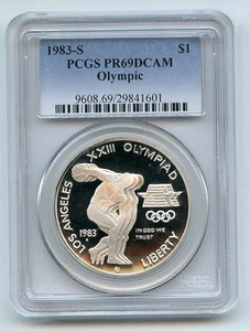 1983 S $1 Olympic Silver Commemorative Dollar PCGS PR69DCAM - Picture 1 of 1