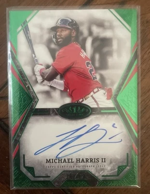 2025 Topps Tier One Michael Harris II Green Foil On Card Auto /49 Atlanta Braves - Image 1 of 4