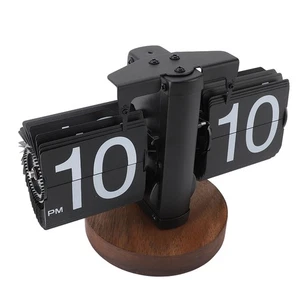 BlacK Flip Desk Clock Retro Single Sided Battery Powered Retro Vintage Design - Picture 1 of 12