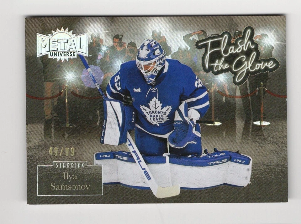 2022-23 Skybox Metal Universe Flash the Glove Gold #FL-22 Ilya Samsonov 49/99 - Image 1 of 1
