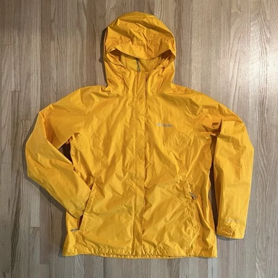 Chaqueta de lluvia Columbia XL amarilla cremallera completa con capucha Omni-Tech para mujer Foto 1 de 4