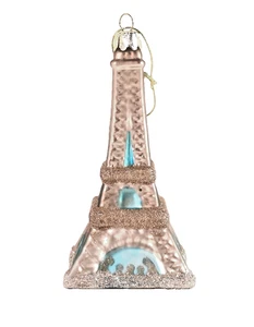 Eiffelturm Paris Glas Weihnachtsschmuck mit Weihnachtskrippe Santa's Best - Bild 1 von 6