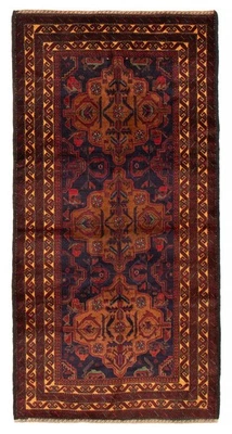 Vintage Geometric Area Rug 3'7" x 6'11" Traditional Hand-Knotted Wool Carpet - Image 1 of 4