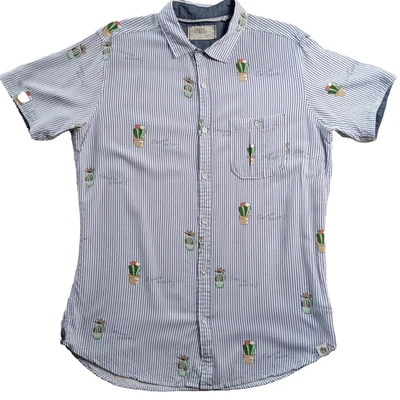 Free Planet Mens Hawaiian Style Short Sleeve All Over Cactus Print Shirt - L - Image 1 of 4