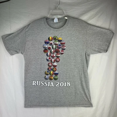 Russia FIFA World Cup Shirt Adult Large Heather Gray 2018 Souvenir Crew Neck SS - Image 1 of 4