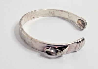 Vtg Silver Plated Until There's A Cure Awareness Cuff Bracelet Made Italy 7.5" - Image 1 of 4