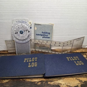 Vtg. Pilot Logs,E6-B Computer, Jeppesen Folding Navigation Plotter,Aerospace Lot - Picture 1 of 11