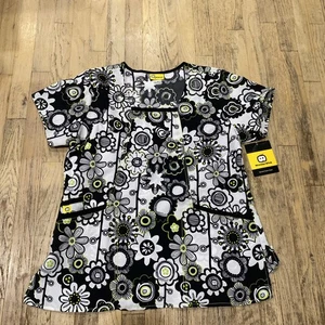 WonderWink Women’s SZ L Scrub 100% Polyester Top Multicolor 3 Pockets - Picture 1 of 6