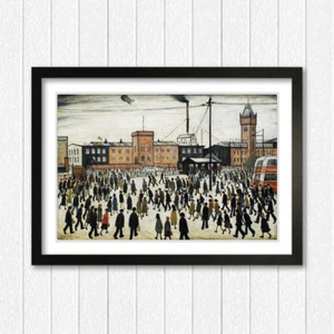 Going to Work People FRAMED WALL ART PRINT ARTWORK PAINTING LS Lowry Style - Picture 1 of 14