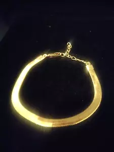 14K GOLD CLAD SHINY HERRINGBONE BRACELET + BONUS ADJUSTABLE FITS 6.5 - 8 IN - Picture 1 of 1