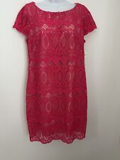 Eliza J Hot Pink Lace Sheath Dress size 8 cap sleeve Sheath New Wedding Party