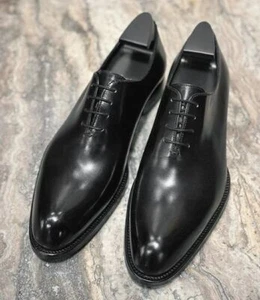 Handgefertigte schwarze Smokingschuhe, Herren Leder Oxford Schuhe, Herren Anzugschuhe - Bild 1 von 4