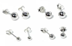 Sterling Silver Ball Stud Earrings Nose Pins 1mm to 10mm Multi Packs - Picture 1 of 31