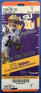 2007 LSU 30 Auburn 24 Suite Ticket Punched Laminated National Champs Season EX A - Picture 1 of 4