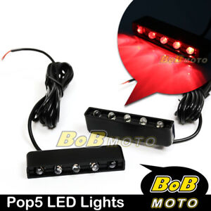 Universal Pop5 TTL Red LED 12V Tail Brake Lights For Buell Motorcycles Bikes