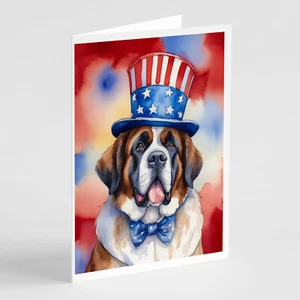 Saint Bernard Patriotic American Greeting Cards Envelopes Pk 8 DAC5792GCA7P - Picture 1 of 3