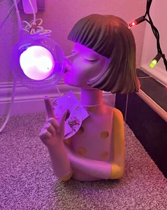 RARE PINK LIGHT Blowing Bubble Teen Girl Cute Resin Table Lamp - Picture 1 of 8