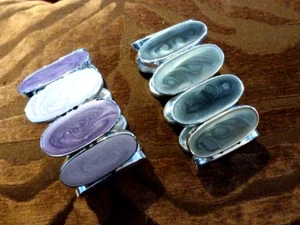 Armband 2 Stück - Lila & Grau Emaille Elastisch Stretch Mode Armbänder - Bild 1 von 4