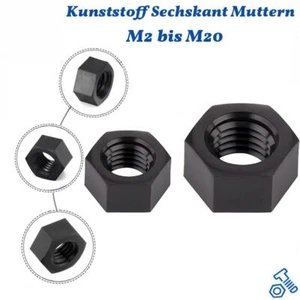 Dado in plastica dadi esagonali neri DIN 934 M2 2,5 3 M4 M5 M6 da M8 a M20 - Foto 1 di 16
