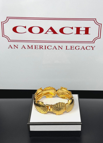 Bracciale Coach Vintage Conchiglie Firma Cernierato Perline Placcato Oro RARO Regalo