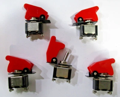 SET OF 5  On/Off Full Size Toggle Switches with RED Safety Cover - image 1 of 3