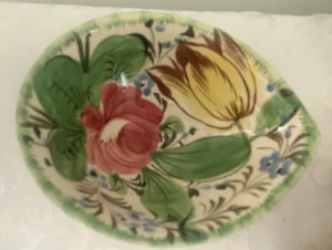 Vintage Bowl w 3 Legs Vintage Made in Italy Floral Unique Hand Painted - Picture 1 of 6