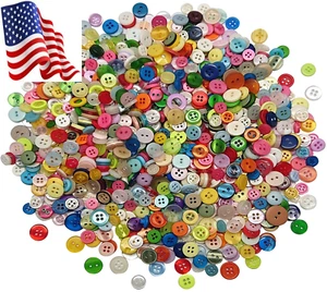 1000 Pcs Resin Buttons, Assorted Sizes round Craft Buttons for Sewing DIY Craft - Picture 1 of 12