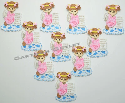 10 PINK FOAM ANGEL LETTERS PARTY FAVORS RECUERDOS DE BAUTIZO 4" GIRL BAPTISM - Image 1 of 4