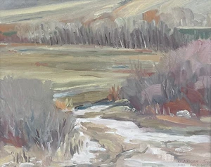 MALCOLM TERVO VTG SIGNED ORIG OIL PAINTING MONTANA LANDSCAPE “OUSEL FALLS” - Picture 1 of 7