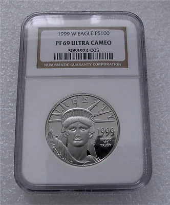 1999-W $100 USA 1 Oz PLATINUM  NGC PR69 ULTRA CAMEO Proof  EAGLE , Dollar - Image 1 of 4
