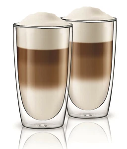 2x Aqualogis Double Wall Thermo Insulated Cafe Latte Glasses 350ml - Picture 1 of 5