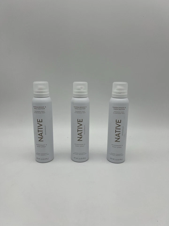 Desodorante nativo para todo el cuerpo y spray corporal sándalo y manteca de karité paquete de 3,5 oz Foto 1 de 4
