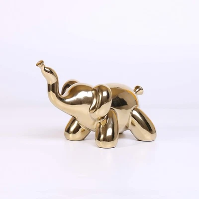 Gold Home Décor Balloon Figurine Accent, Small Ceramic Animal Statue Handmade... - Image 1 of 4