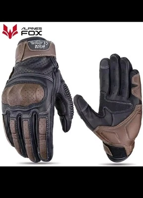 Guanti da Moto in Pelle Touch Screen con Protezione Nocche, Palmo, Polso e Dita - Immagine 1 di 4