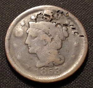 1853 braided hair large cent g vg details workhorse circulated copper type coin - Picture 1 of 2